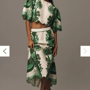 Farm Rio Color Festival Linen Cropped Blouse